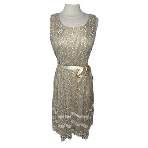 New Coldwater Creek Petite Ivory Layer Lace Dress Cottagecore Romantic fairy 10P